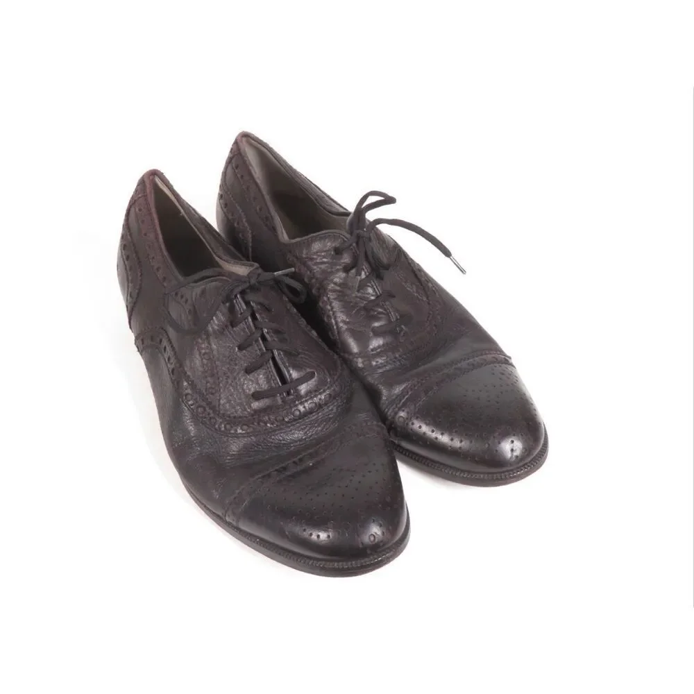 Florsheim Black Soft Flexible Leather Wingtip Brogue Oxford Shoes Men Size 8.5